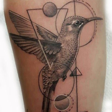 Fine Line Humming Bird tattoo