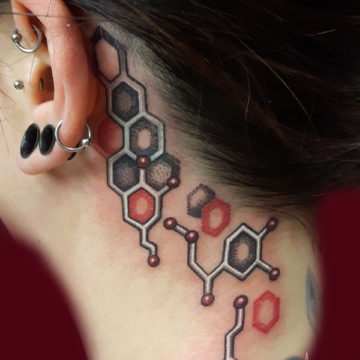 Chemistry Molecule cover up neck tattoo