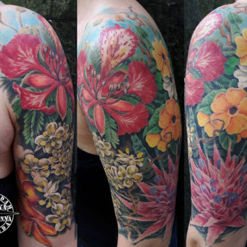 Colour Realism Tattoo, Flowers Tattoo, Botanical Tattoo, Realism Tattoo