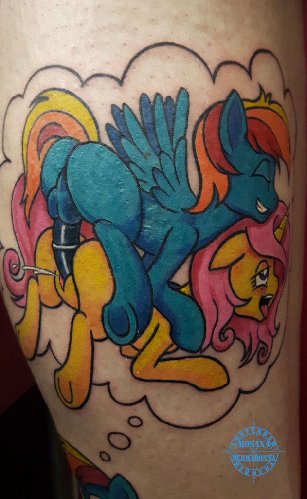 Bronies in action Colour Tattoo done in Dermadonna