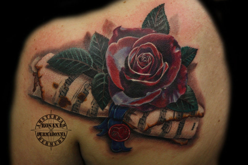 Colour Realism Tattoo, Red Rose Tattoo, Realistic Tattoo, Rosana Tattoo