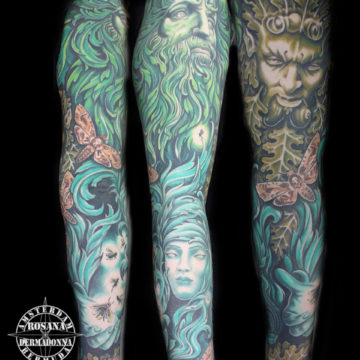 Green Man Tattoo, Colour Tattoo , Sleeve Tattoo