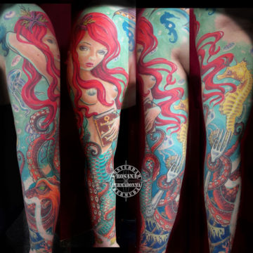 Colour Tattoo, Sleeve Tattoo, Mermaid Tattoo, Rosana Tattoo