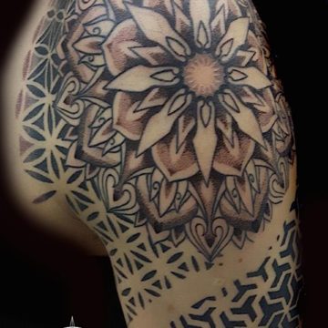 Flower Of Life Tattoo, Line Tattoo, Dotwork Tattoo