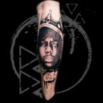 Biggie Smalls Portrait Tattoo, Romain Blackspirit,Modern Realism Tattoo, Black And Grey Tattoo, Contemporary Tattoo