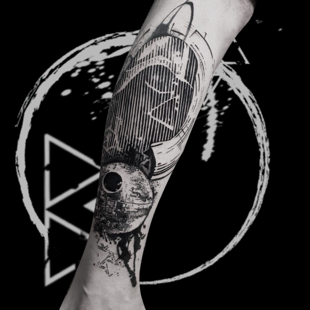Starwars Tattoo,Modern Realism Tattoo, Black And Grey Tattoo, Contemporary Tattoo, Amsterdam Tattoo