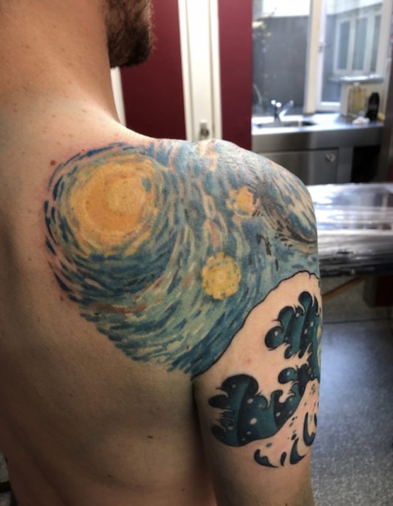 Van Gogh Tattoo, Fine Art Tattoo, Colour Tattoo, Best Colour Tattoo In Amsterdam,